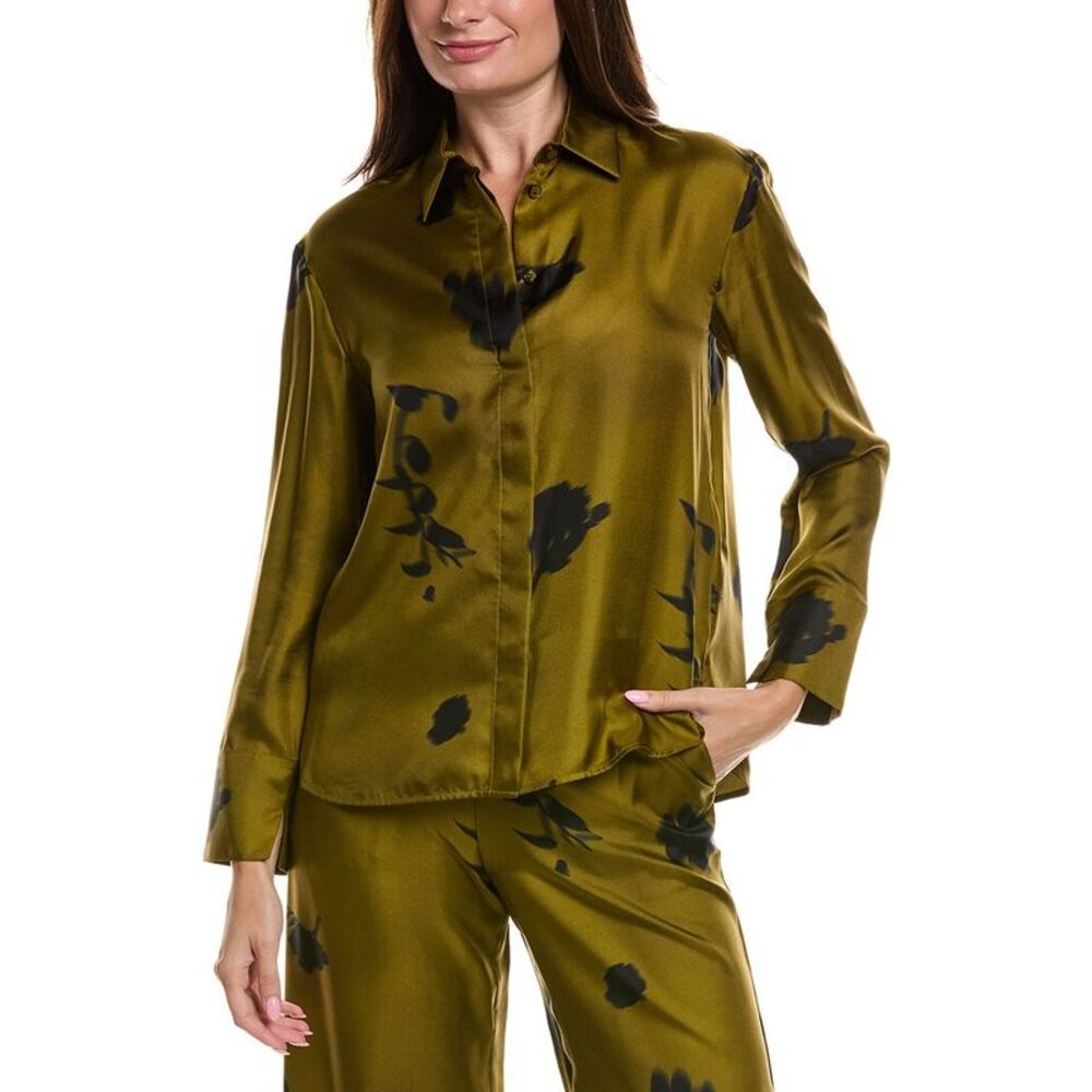 Max Mara Womens Mm By  Eraclea Silk Shirt, Green